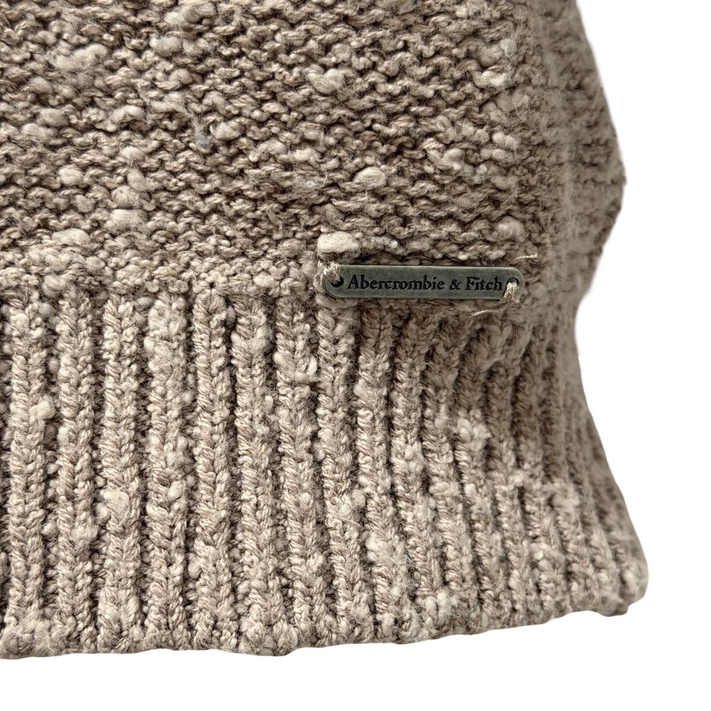 Abercrombie & Fitch Sweater Womens XS Taupe Cropped Balloon Sleeve Textured Knit - Picture 7 of 16
